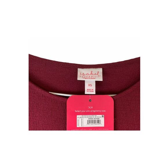 NWT! Isabel Maternity Long Sleeve Maroon Burgundy XS Shirt - Picture 4 of 5